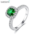 LUOTEEMI Diamond Engagement Ring Fashion Hot Sale Platinum Emerald Color Cubic Zirconia Finger Rings