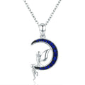 GN15 Delicate 925 Sterling Silver Blue Crystal Moon and Fairy Personality Customized Jewelry Fashion Necklace for Women