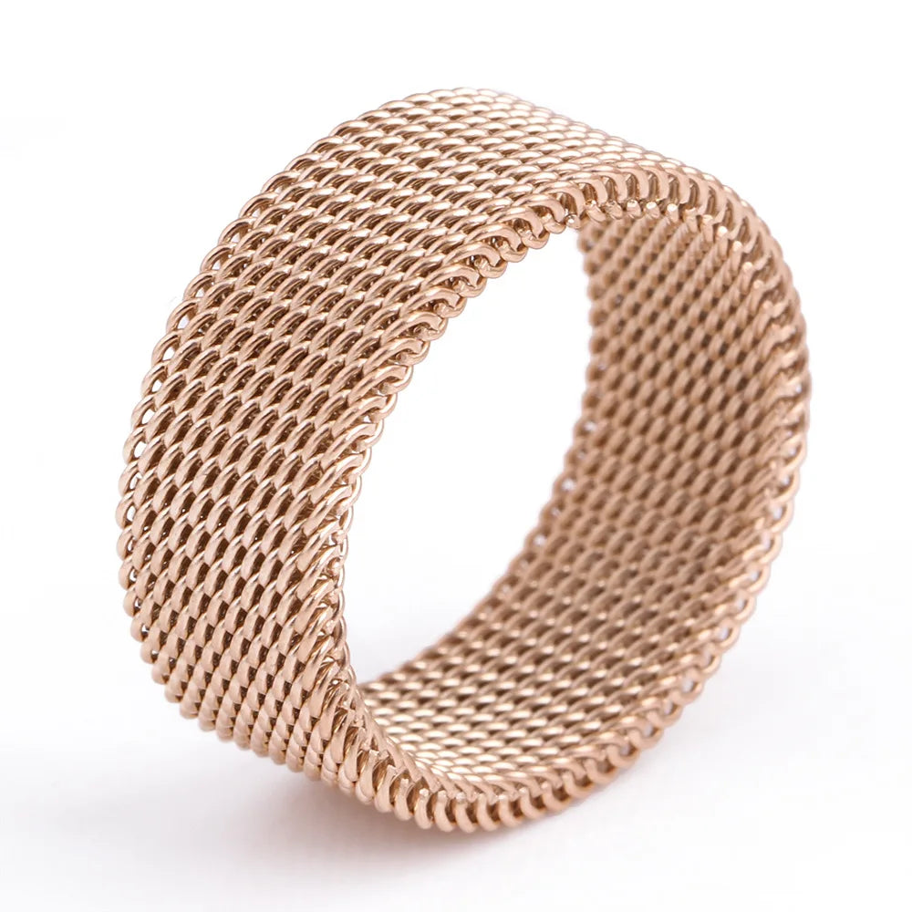 New Lady Fashion Stainless Steel Mesh Middle Finger Ring