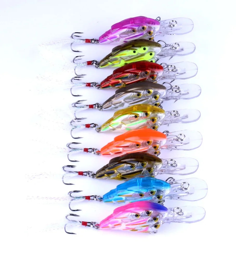 7.5CM 9G Hengjia Crankbait School Fish Many Fish Inside Pesca Fishing Lures with Feather Hook
