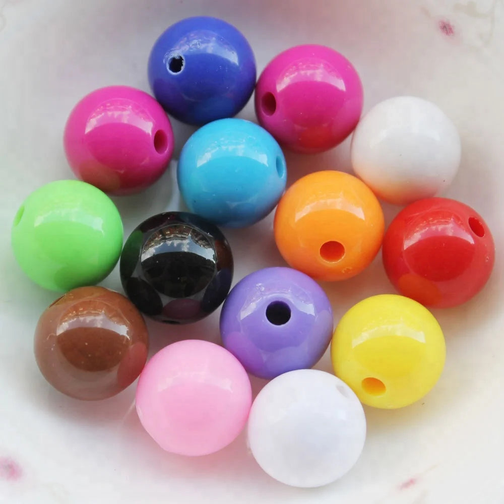Multicolor Solid Color 6mm 8mm 10mm 12mm 14mm 18mm 20mm Cream White Round Acrylic Beads for Jewelry Making