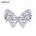 LUOTEEMI New Hot Selling Unique Statement Trendy Butterfly Clear Hairwear With CZ Crystal Brincos Bijoux for Women Party Wedding