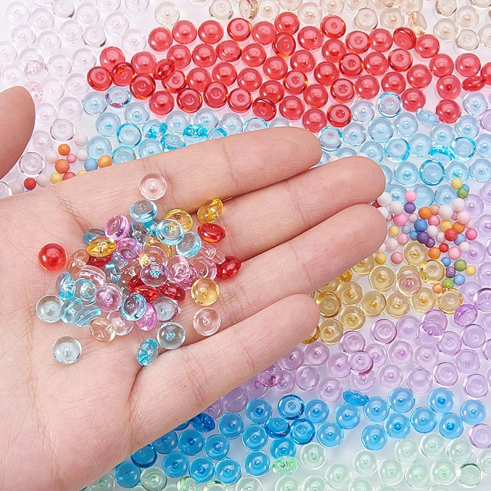500g/Bag Mixed Color Round Fishbowl Acrylic Plastic Lucite Beads White Red Pink Blue Purple Brown for Slime DIY Loose Beads