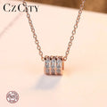 CZCITY Wholesale Fancy Silver 925 Round Hoop Shaped Pendant Necklace Mounting Tiny Shiny CZ Stone for Women Party Gift Jewelry
