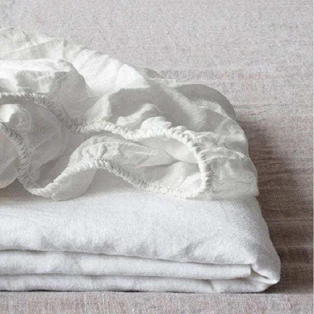 100% Pure Linen Disposable Solid Bedding Set Fitted Sheet Set Stone Washed Duvet Cover Pillowcase