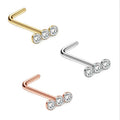 Sample Available Small MOQ Three Stones L Shape Nostril Nose Piercing Jewelry