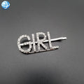 Custom Bling Rhinestone Letter Metal Bobby Hair Pins Fashion Korean Bridal Hair Pin for Women Wedding