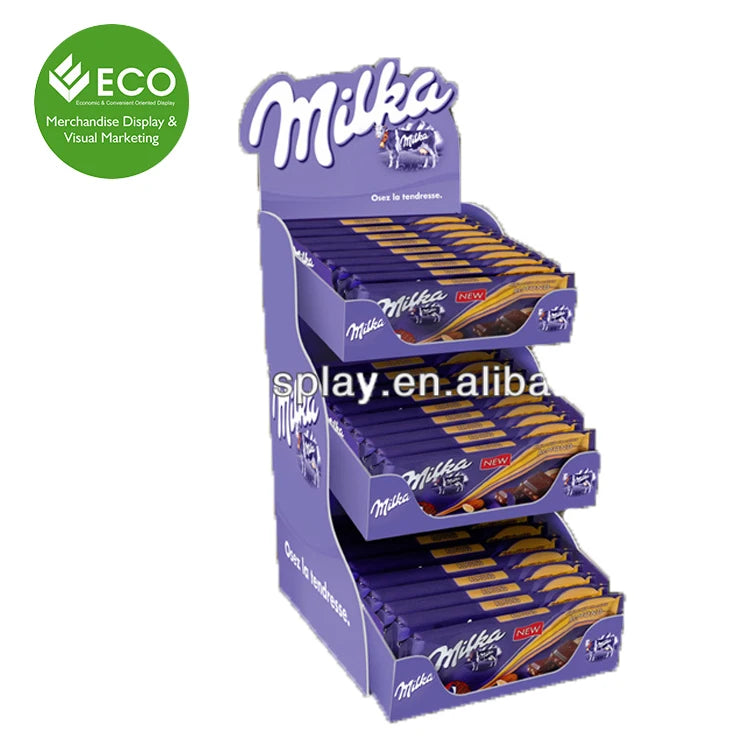 Best-Selling ECO Display Customized Brand Countertop Corrugated Board Display Stand 50kg Capacity Candy Chocolate Worldwide Use