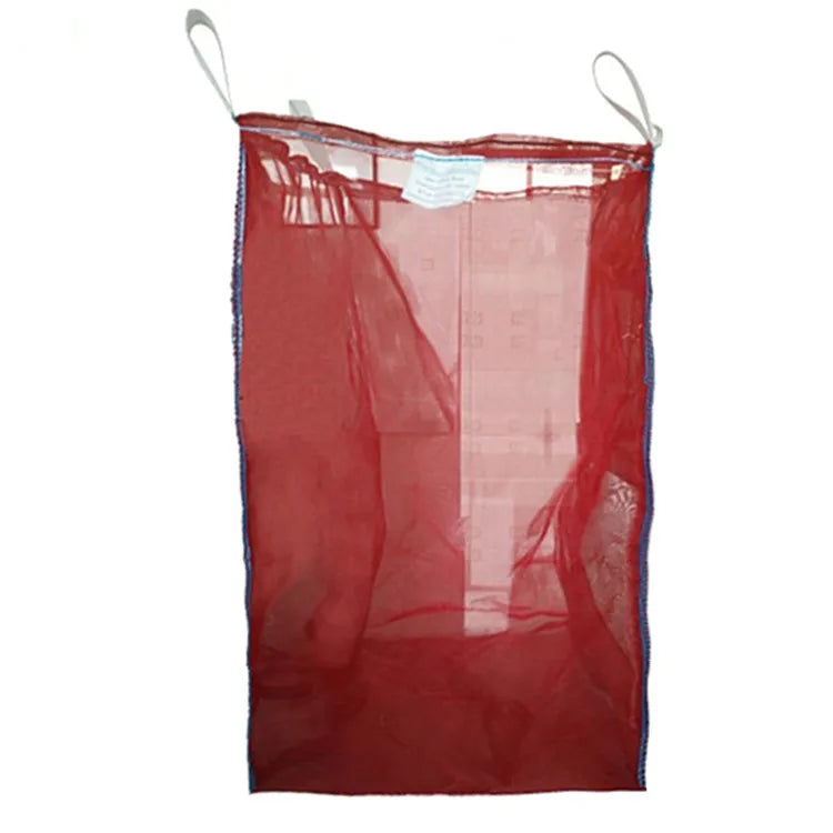 Super Strong 1000kg Firewood Net Jumbo Bag PP Mesh Square Breathable 5:1 Ventilated Full Open 4 Loops Ton Bag
