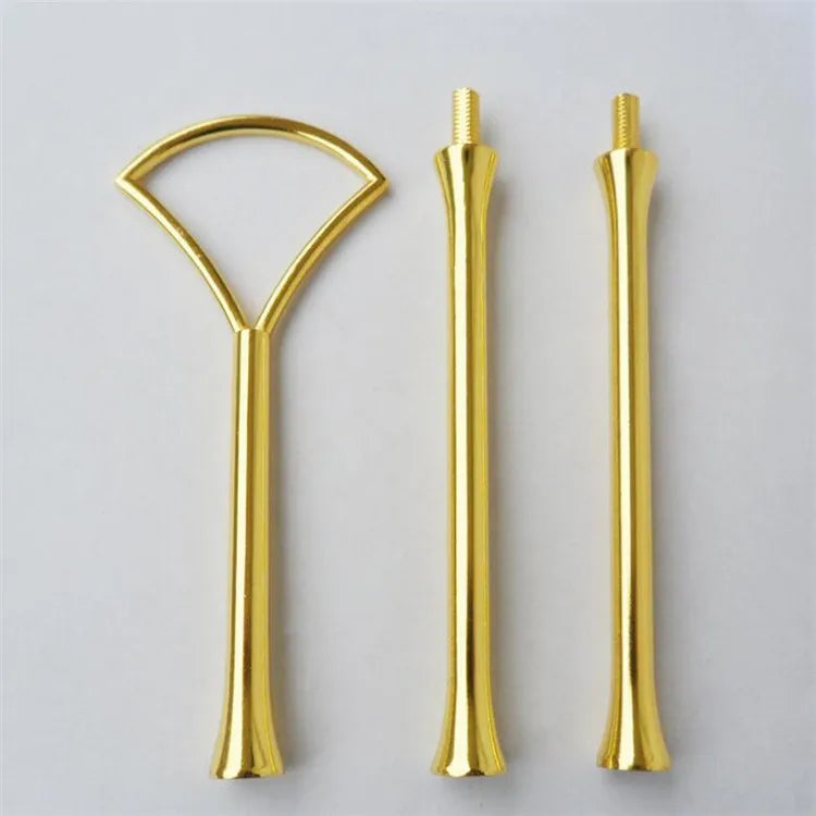 Wedding Party Gold Color 2 3 Tiers Cupcake Cookie Desscert Tray Plate Handles and Fittings Hardware CSH-010