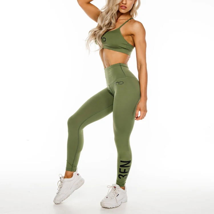 Wholesale Custom Printed Sex Fitness Push up Fitness Leggings Set