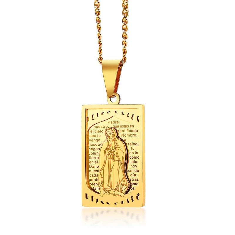 18k Gold Stainless Steel Religious Jewelry Virgin Mary Necklace