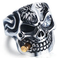Vintage Titanium Steel  Zircon Gothic Male Skull Finger Ring