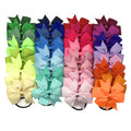 100pcs 40 Colors Good Quality Grosgrain Ribbon Bow Elastic Hair Tie Boutique 8cm Hair Bow Rope Kids Ponytail Holder Head Wear