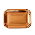 Classical Hot Sell  Disposable 400 Gsm  10.5 Inch Rectangle  Rose Gold Foil Paper Plates