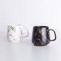 Custom Logo Print Eco-Friendly Porcelain Matte White Marble Gold Mug