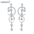 LUOTEEMI Latest Moon Star Statement Design a AA CZ Wedding Bridal Jewelry Drop Dangle Earrings