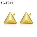 CZCITY Sterling Silver Earrings Minimaln Triangular Pyramid Post Earring Fine Jewellery
