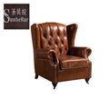 Living Room Furniture Sofa Chair Single Seat Genuine Leather Home Armchair Tufted Buttons Back Leisure Chair for Old Man