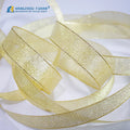 Custom Recycled Sari Silk Ribbon for Saling Glitter Gold or Argent Metallic Ribbons