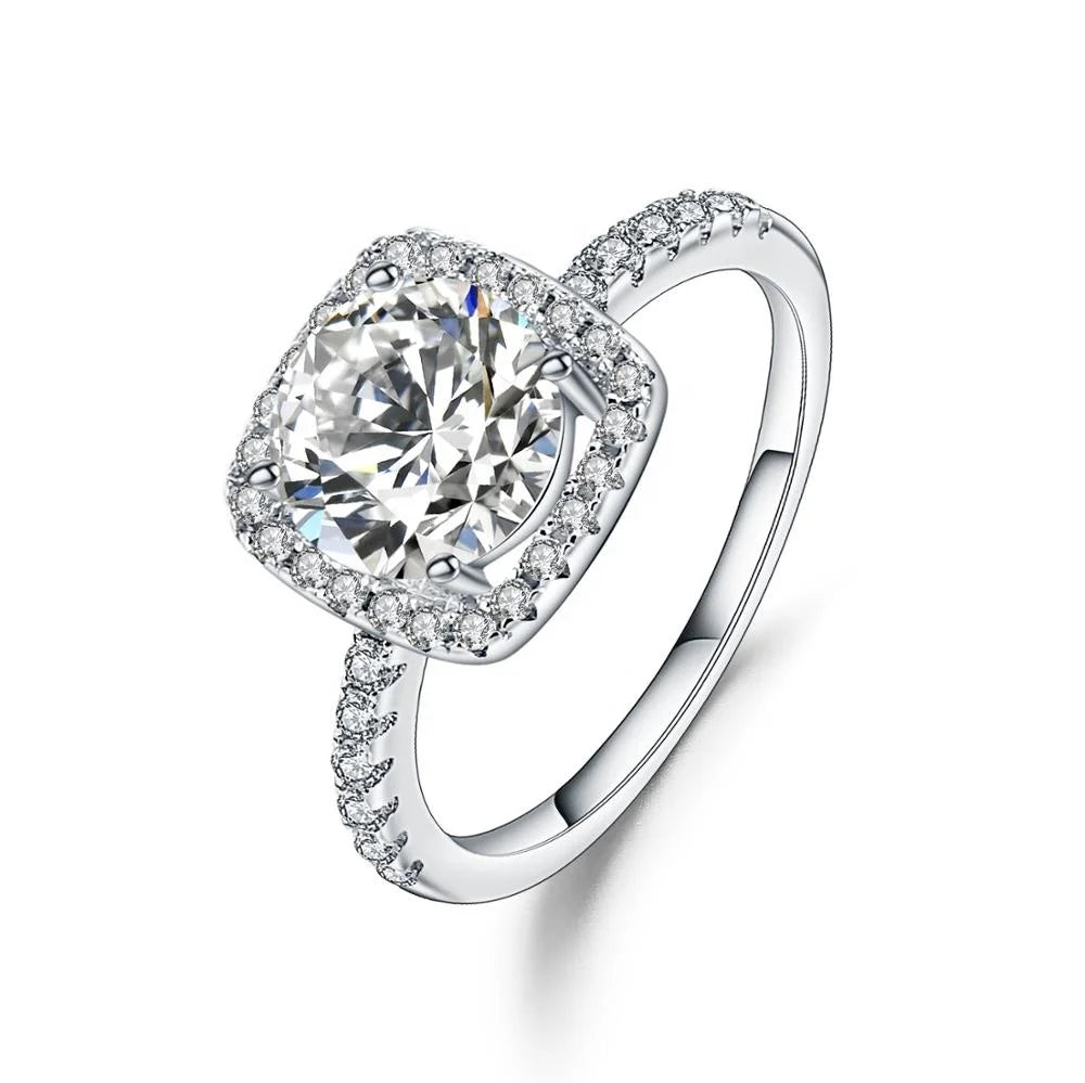 Abiding Wholesale Jewelry Cubic Zirconia Fine Polished 925 Silver Engagement Wedding Ring Women