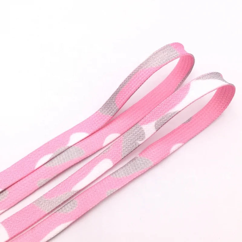 Hot Selling Custom Maoyuan MY-PS100 8mm/10mm Flat Tubular Polyester Printed Fat Transparent Tips Unisex Shoelaces in Stock