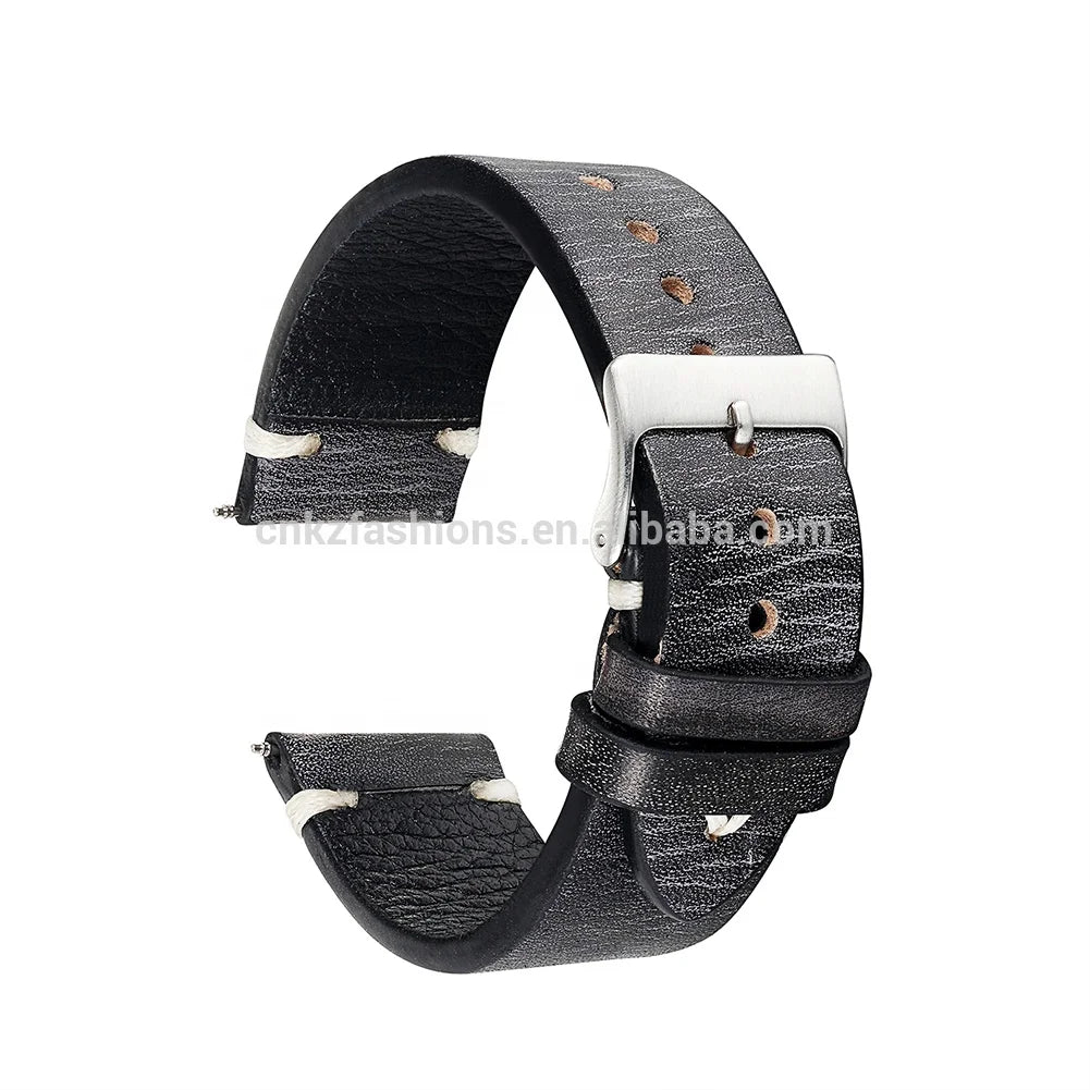 Vintage Brown Watch Strap 18mm 20mm 22mm 24mm Handmade Genuine Leather Watch Band