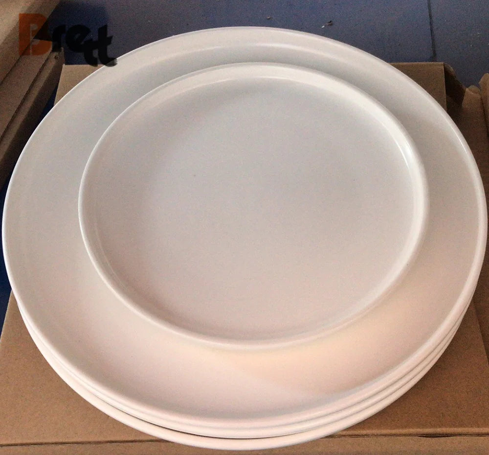 Nordic Customized Eco-Friendly 6 Inch Restaurant Bowls 8 Inch Round Ceramic White Pizza Dish Plates 10 Inch Steak Plate