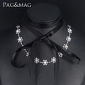 Pag&Mag the Latest Design Lovely Silver Flower Shape Chain Comfortable Freshwater Pearl Necklace for Women Banquet or Gifts
