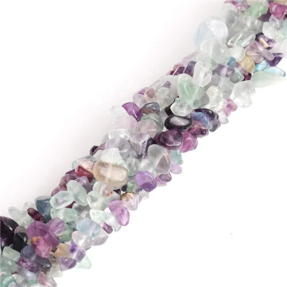 5-8mm Fluorite Gravel for Jewelry Making Freeform Rainbow Fluorite Gemstone Chips Beads 33"