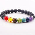 Natural Stone Beaded Bracelet Balance Bracelet Yoga Volcanic Healing Energy Lava Stone 7 Chakra Diffuser Bracelet