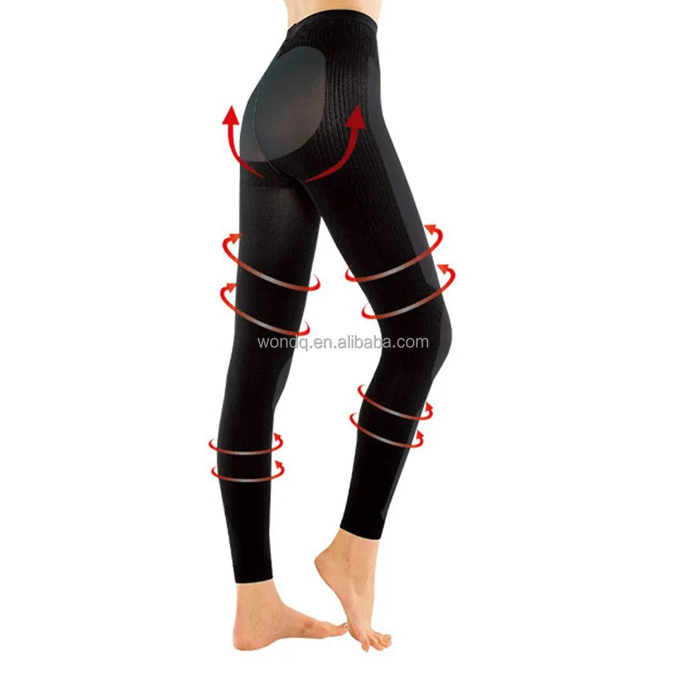 OEM Wholesale Women's Casual High Waist Compression Leggings Breathable Knitted Fabric with Logo on Waist Step-Shape Design