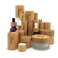 Bamboo Cosmetic Jars 100g Bamboo Caps Cream Containers Plastic Jar Cosmetic Packaging With Inner Plastic Glass Screen Printing