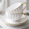 Wedding Handcrafted White Color Elegance Personalized Luxury Bone China Modern Ceramic Tea Cup Saucer