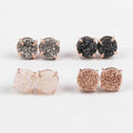 Wholesale Fashion Rose Gold Natural Agate Druzy Stud Jewelry Round Druzy Earrings for Women