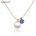 LUOTEEMI Bijoux Femme Choker Necklace Gold Color Link Chain Simulated Pearl Jewelry Pendant Necklaces for Women