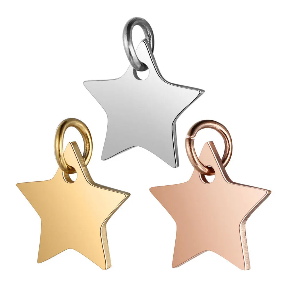 Men and Women Jewelry Stainless Steel Star Shape Pendant Gold Rose Plated Charms