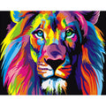 For CHENISTORY 99025 Modern Abstract Linen Colorful Lions Animals Hand Oil Painting Unique Gift Home Decoration Printed Paint