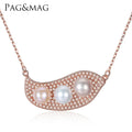 PAG&MAG Rose Gold Color Gift S925 Silver Jewelry Chain Multicolor Freshwater Pearls Pendant Necklace