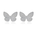 LUOTEEMI Butterfly Earrings Sterling Silver Animal Trendy Tiny Cubic Zirconia Stud Diamond Butterfly Earrings