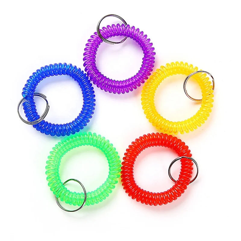 Plastic Coil Stretch Cord Key Keyholder  Plastic Ringlet Spring  Coil Wristband Wrist Bracelet Keychain