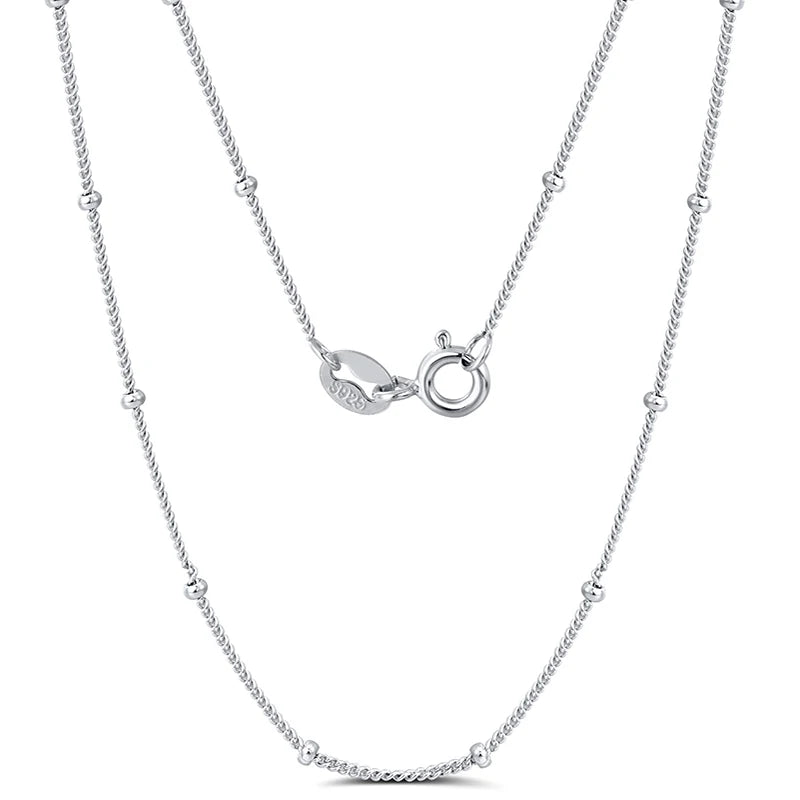 RINNTIN SC22 Custom Jewelry 925 Bead Ball Chain Italian Sterling Silver Side Chain Necklace with 2.0mm Ball Beads