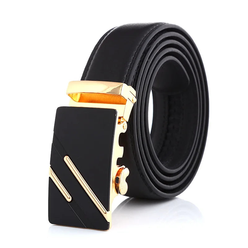 Men Automatic Buckle Designer Belts for Men Genuine Leather Belt Black Waist