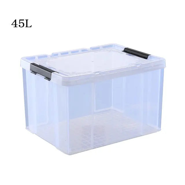 Haogle Factory Direct Supply 45L Clear Heavy Duty Clear Plastic Bin Transparent Plastic Storage Box With Lid