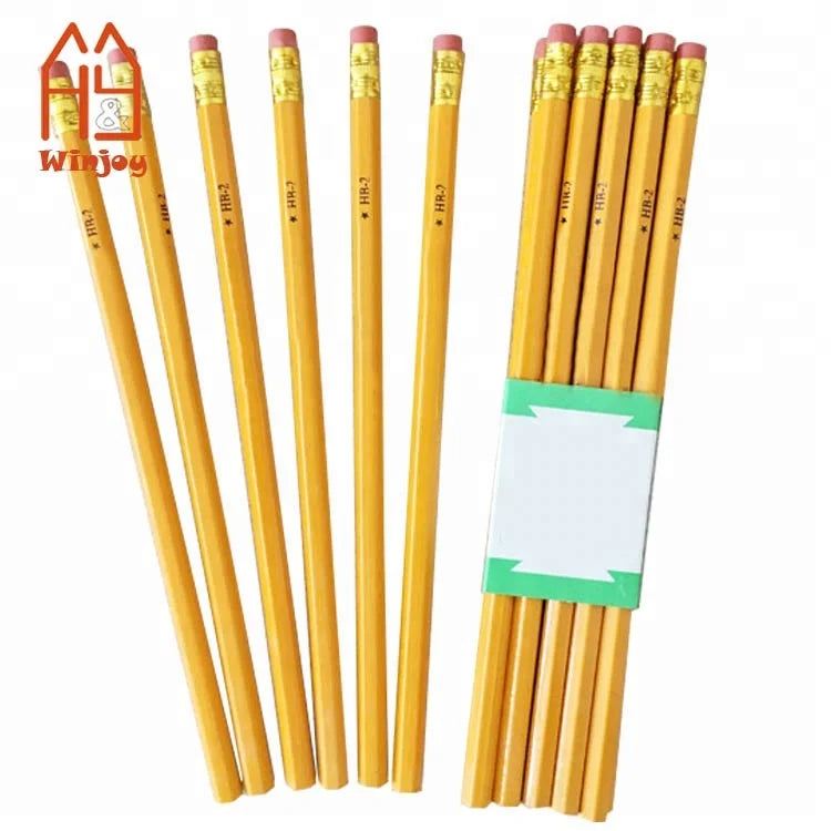 Office Stationery Yellow Hexagonal Mongol Pencil HB Lead Hardness With Red Eraser Bulk Packing Wholesale Cheap Wooden Pencils