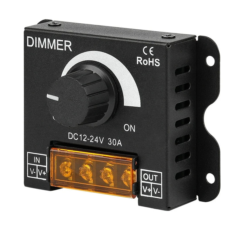Brightness PWM Switch Controller Dimmer for LED Strip Light 12V to 24V 30A 360W LED PWM Dimmer Controller