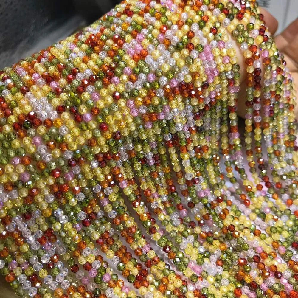 2mm Fashion Beads for Jewelry Making Zircon Multicolored Round Faceted Gemstone Loose Beads