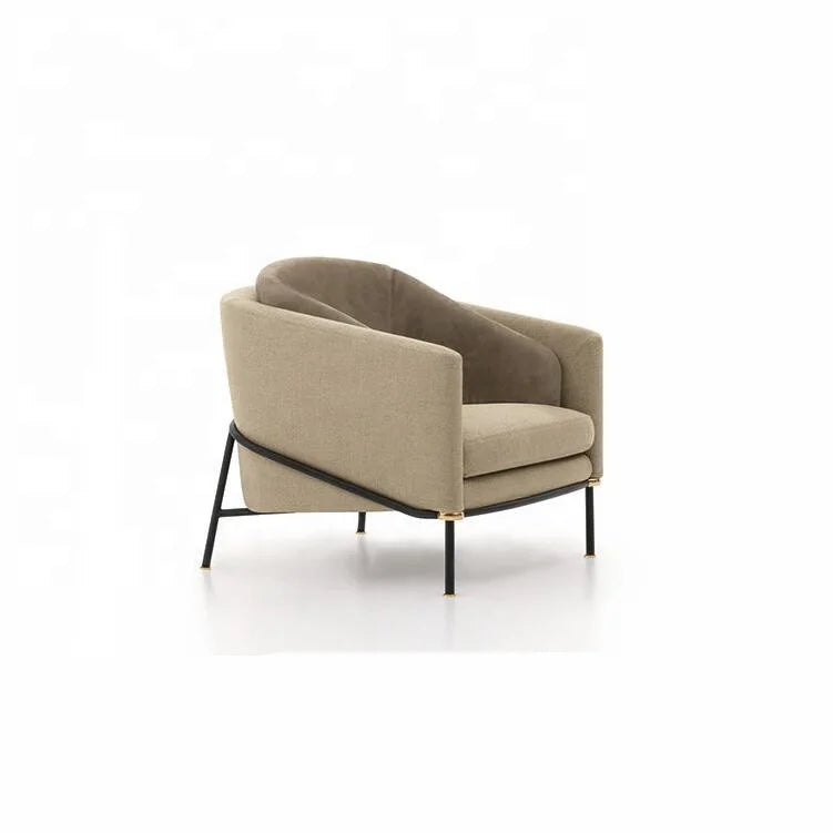 2018 Contemporary Reclining Armchair Elegant Wooden Frame Metal Accent Foam Chaise Lounge Chair for Dining Outdoor Use for
