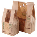 Customized Brown Kraft Paper Bags with Translucent Window Stand-Up Pouches for Dry Food Packaging for Coffee Bread Candy
