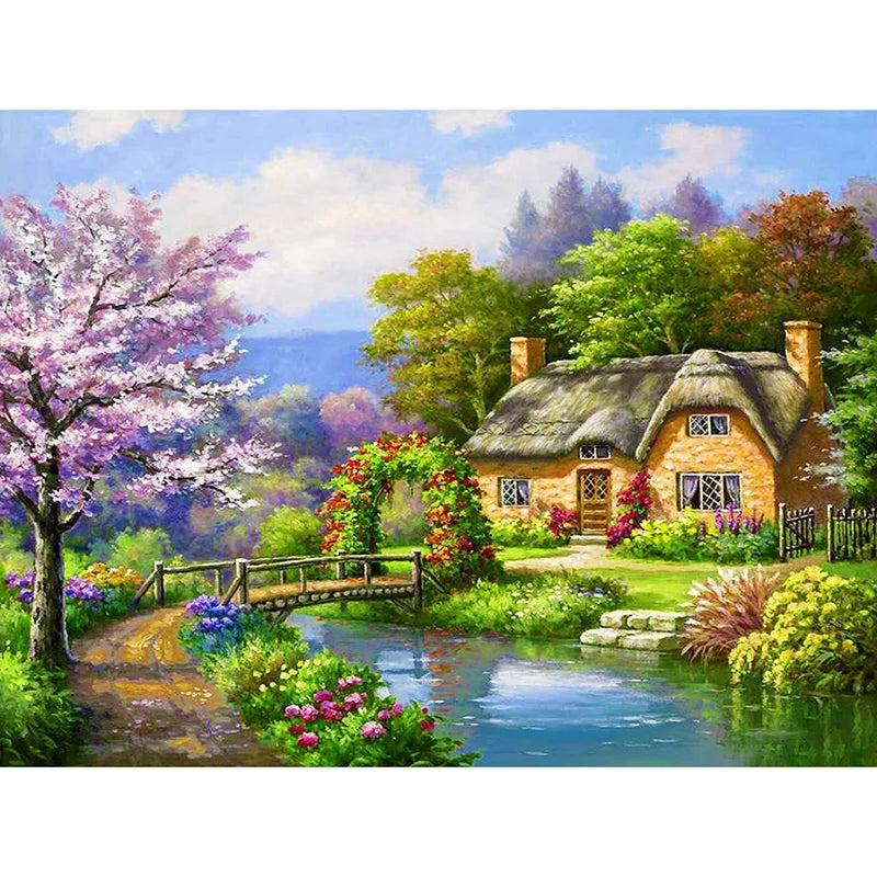 5d Diamond Painting Square Drill Landscape Canvas Paintings for Sale AB Drill Scenery Diamond Art Painting Kits Garden House